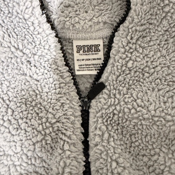 PINK Victoria's Secret Kids Sherpa Jacket - Light Gray - Picture 1 of 3